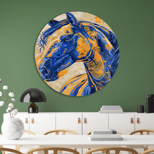 Kleurrijk en dynamisch paardenschilderij forex muurcirkel