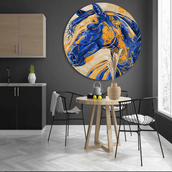 Kleurrijk en dynamisch paardenschilderij forex muurcirkel