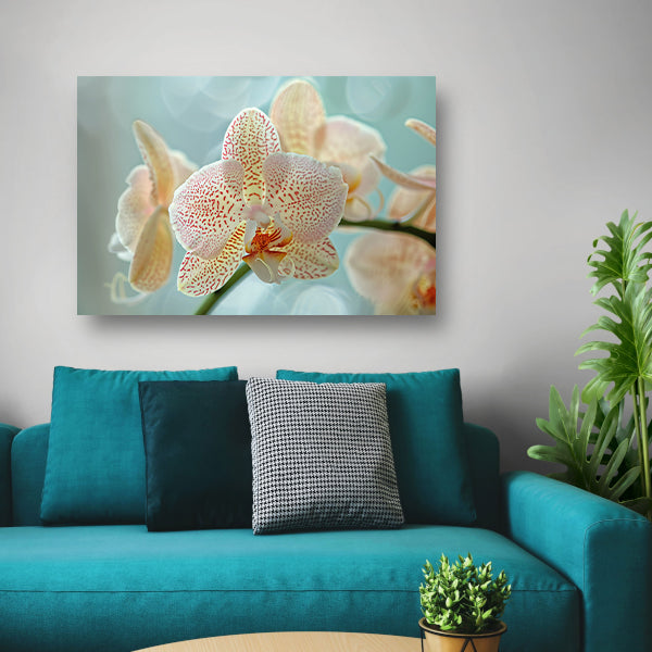 Close-up van een bloeiende orchidee acrylglas