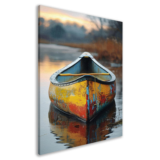 Kleurrijk kano in rustig water canvas