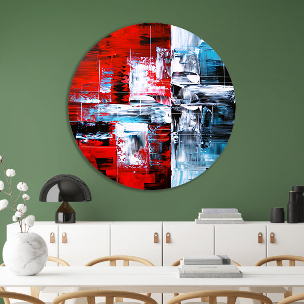 Abstract modern schilderij met dynamische kleuren forex muurcirkel