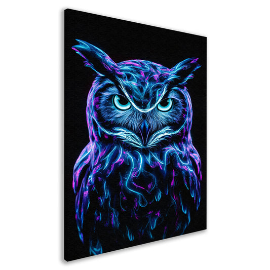 Fluorescerende futuristische uil in levendige kleuren canvas