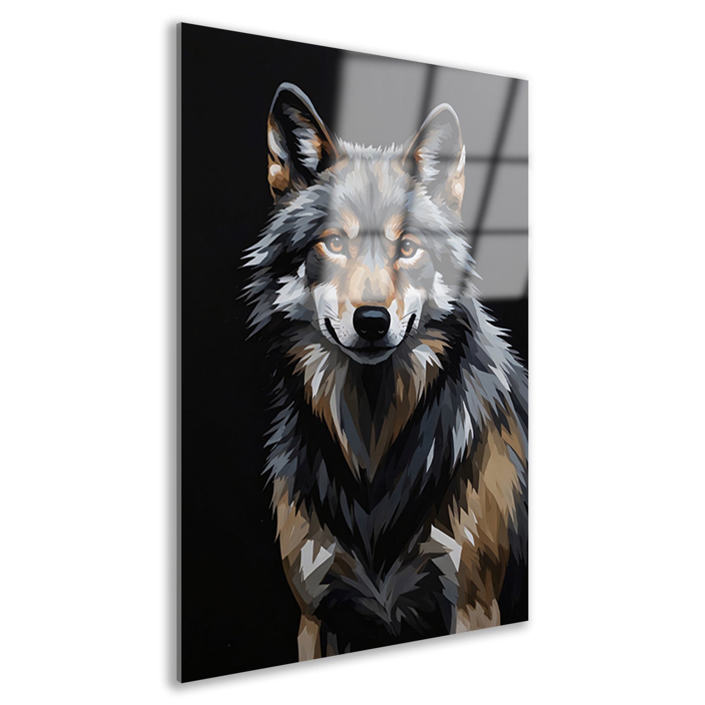 Stoic Wolf in Monochrome Digital Art Acrylglas