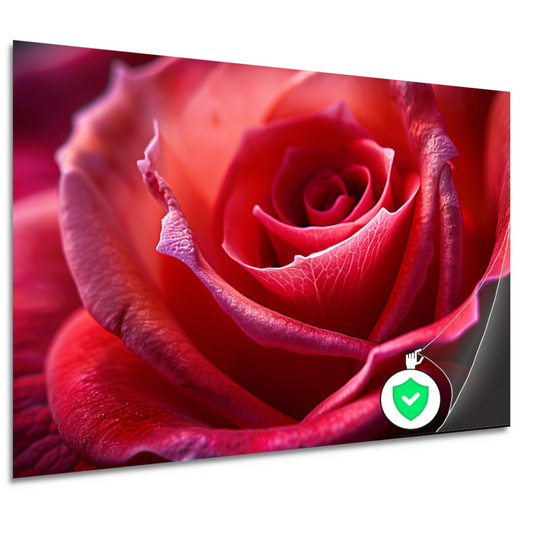 Elegante rode roos in volle bloei close-up poster