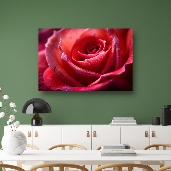 Elegante rode roos in volle bloei close-up poster