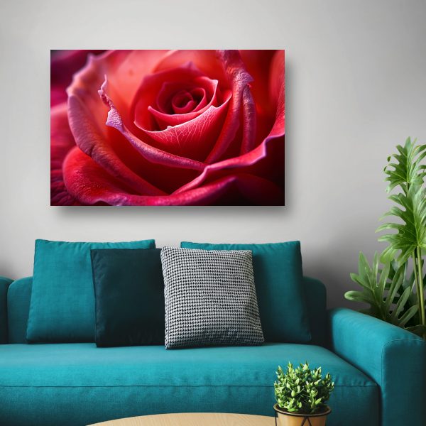 Elegante rode roos in volle bloei close-up poster