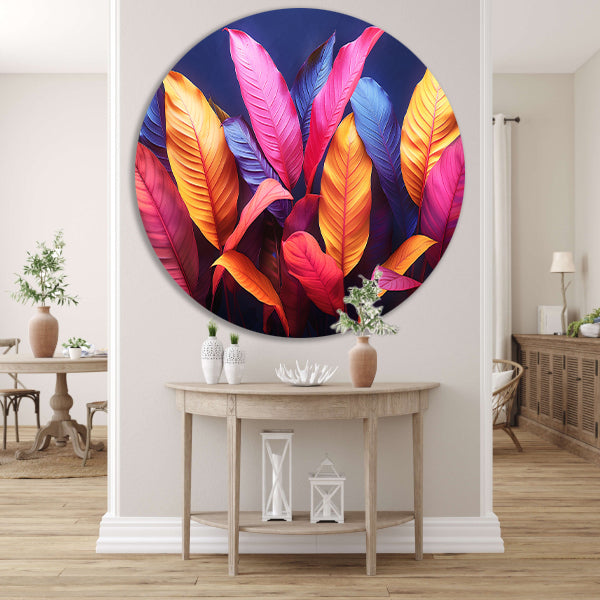 Abstract Bladeren Compositie aluminium muurcirkel