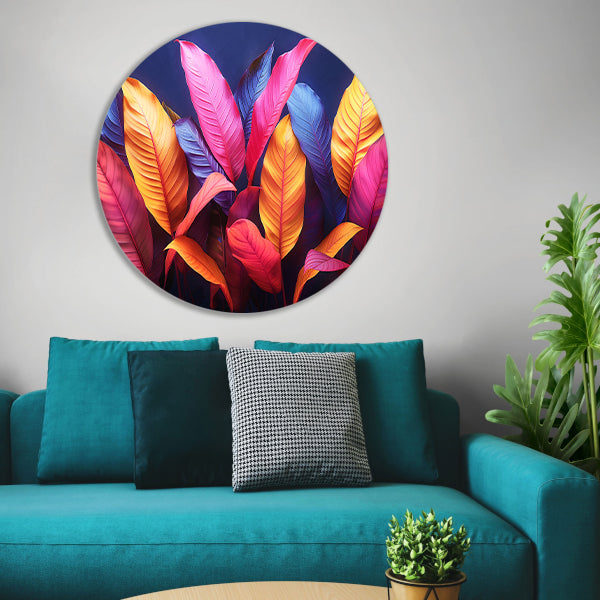 Abstract Bladeren Compositie aluminium muurcirkel