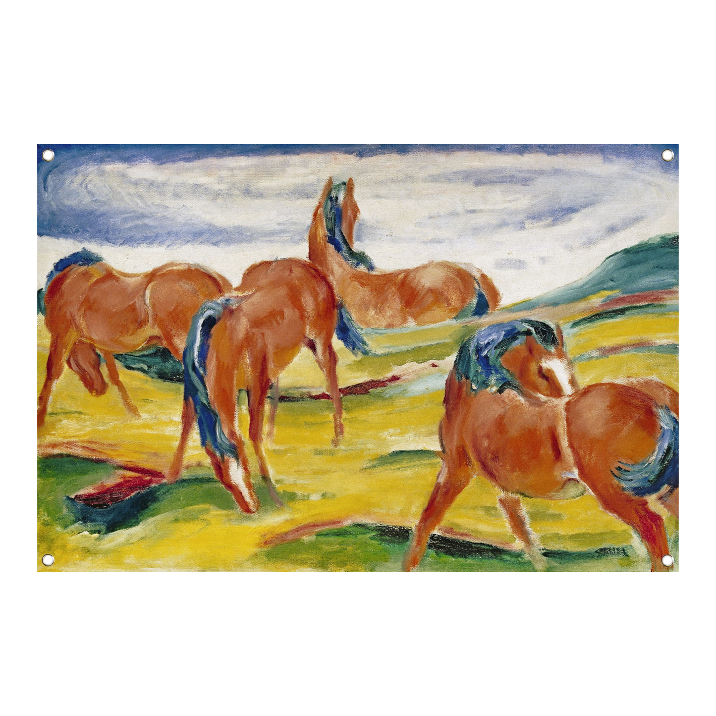 Grazende Paarden III - Franz Marc tuinposter