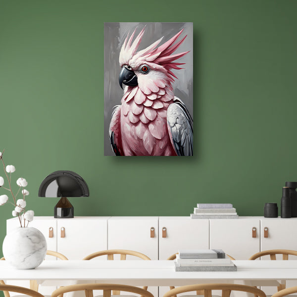 Roze kakatoe in artistieke moderniteit canvas met baklijst
