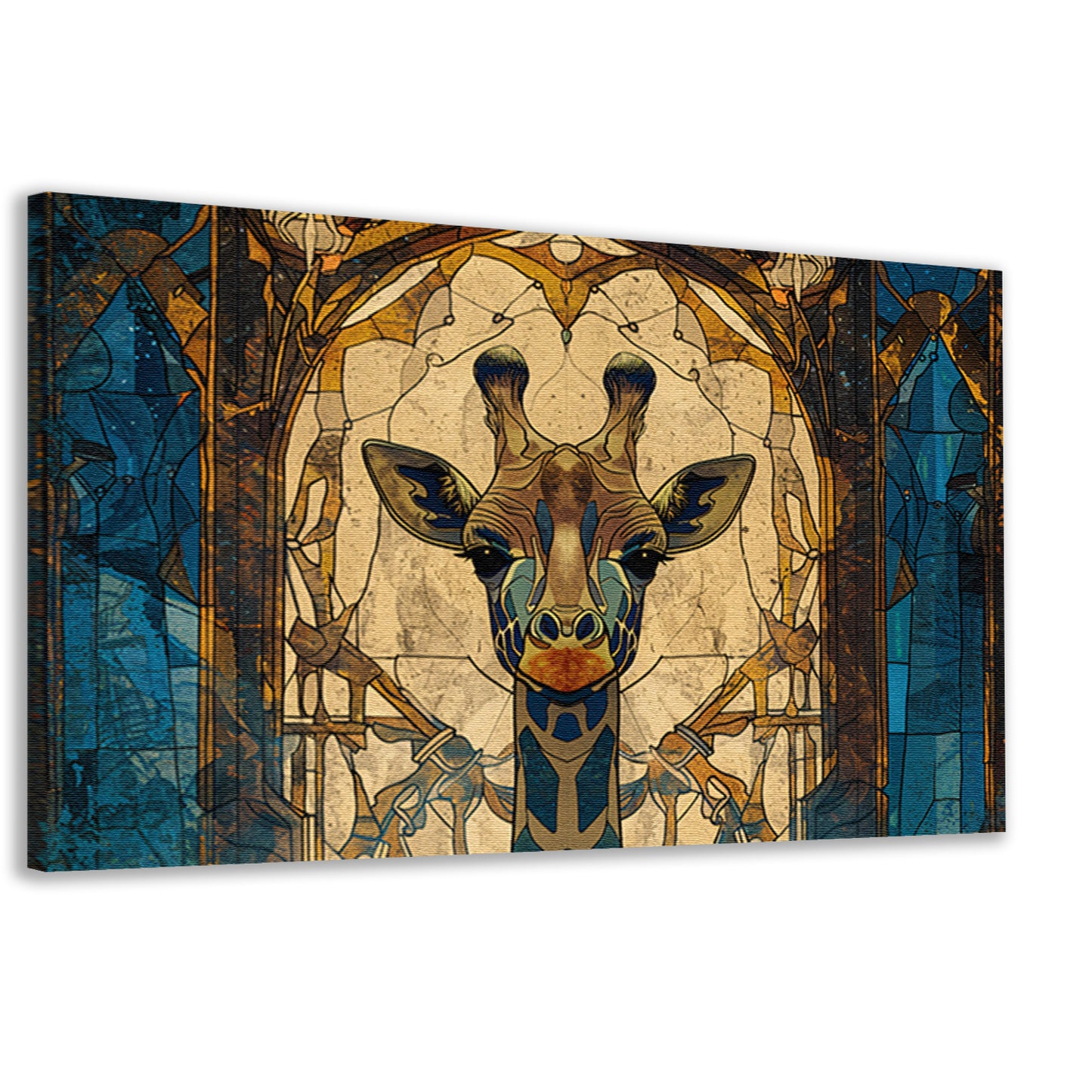 Abstracte giraffe in glas-in-lood stijl schilderij canvas
