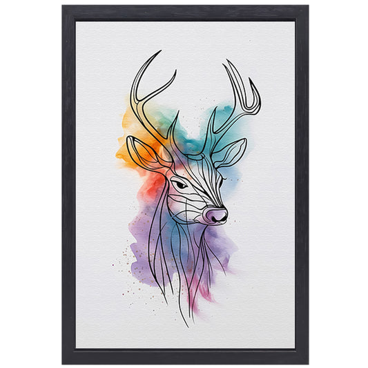 Abstract Hert in Kleurrijke Waterverfstijl canvas met baklijst