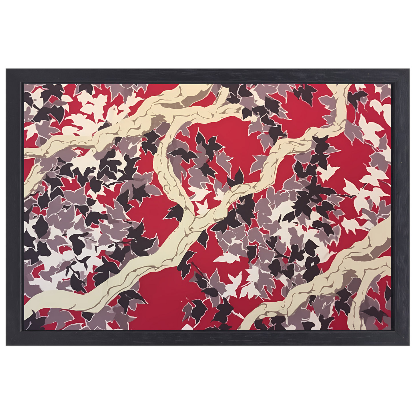 Rode Herfst in Abstracte Vorm canvas met baklijst