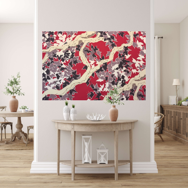 Rode Herfst in Abstracte Vorm poster