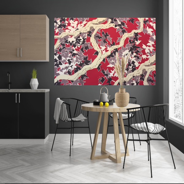 Rode Herfst in Abstracte Vorm poster