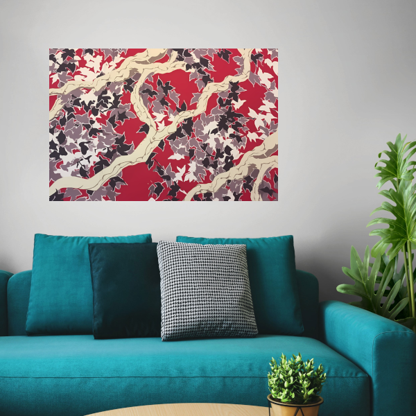 Rode Herfst in Abstracte Vorm poster