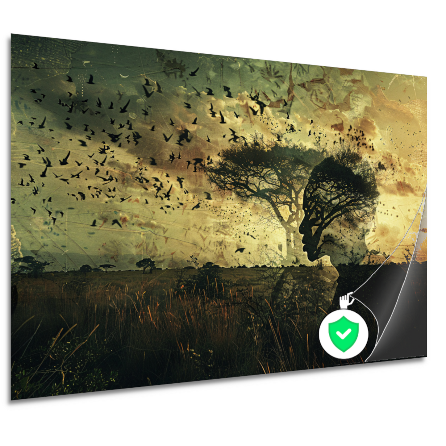 Mens en natuur versmolten in kunst poster
