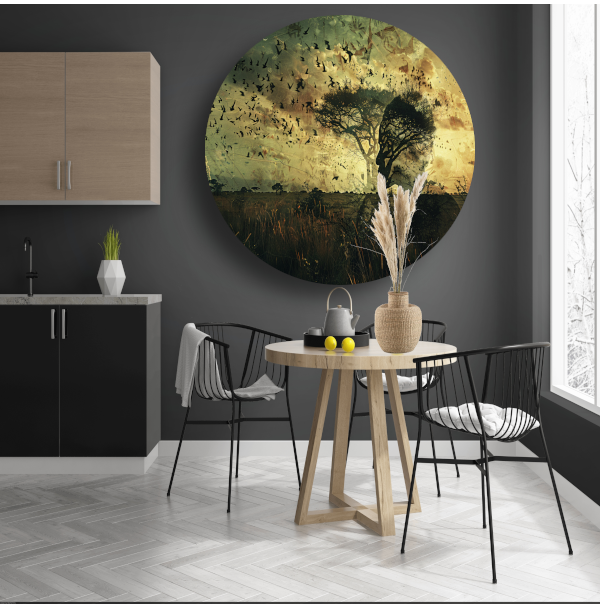 Mens en natuur versmolten in kunst forex muurcirkel