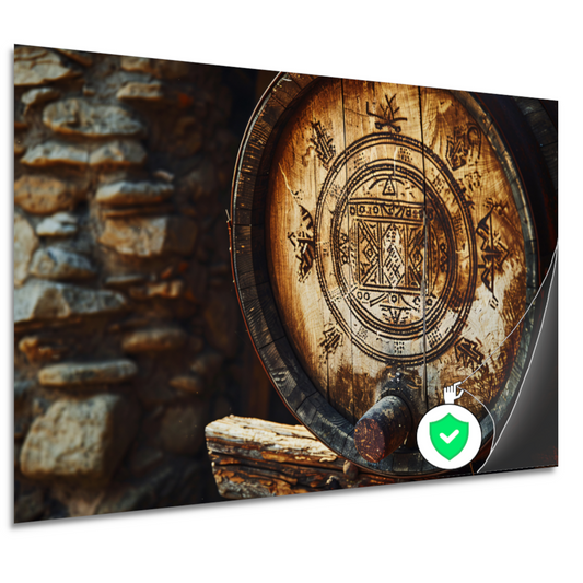 Houten vat met carving poster