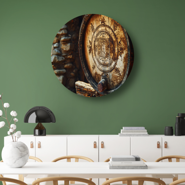 Houten vat met carving forex muurcirkel