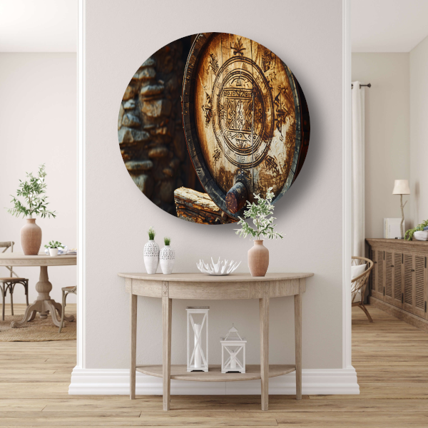 Houten vat met carving forex muurcirkel