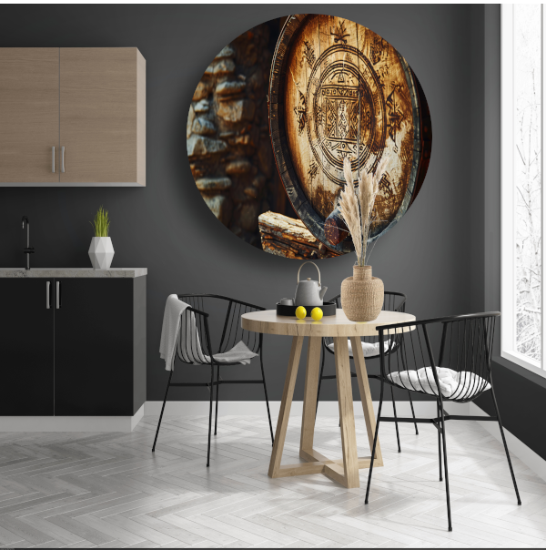 Houten vat met carving forex muurcirkel