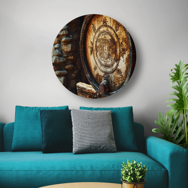 Houten vat met carving forex muurcirkel