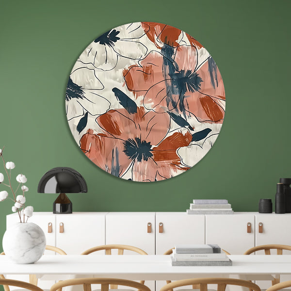 Abstract Bloemenontwerp in levendige kleuren forex muurcirkel