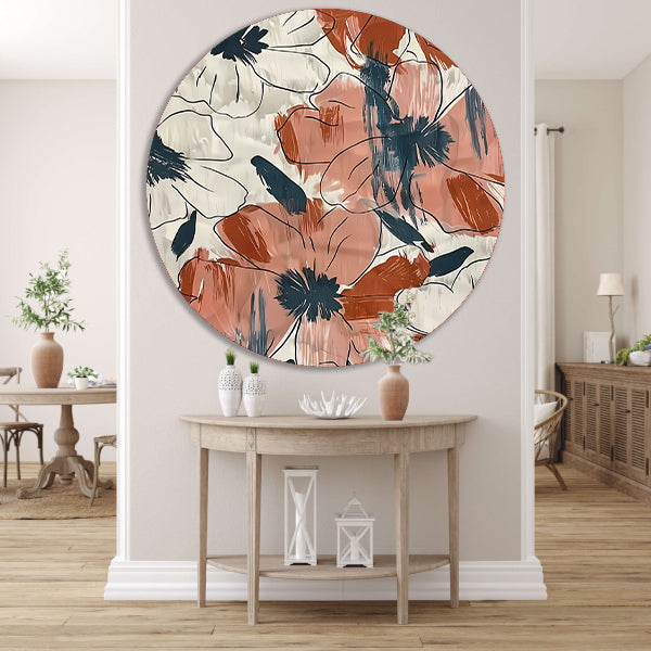 Abstract Bloemenontwerp in levendige kleuren forex muurcirkel