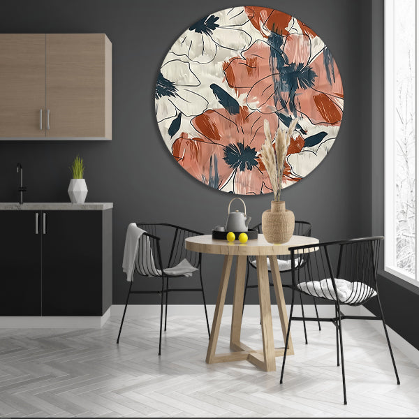 Abstract Bloemenontwerp in levendige kleuren forex muurcirkel