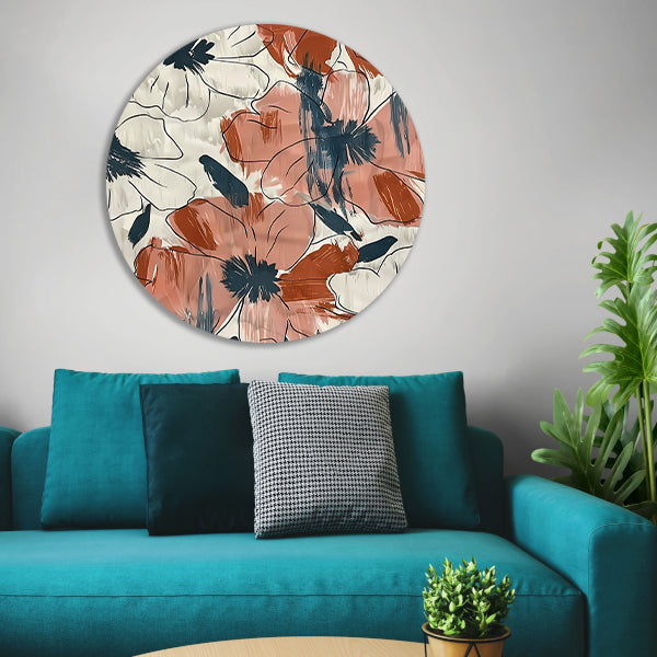 Abstract Bloemenontwerp in levendige kleuren forex muurcirkel