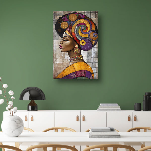 Kleurrijk abstract portret van Afrikaanse vrouw poster
