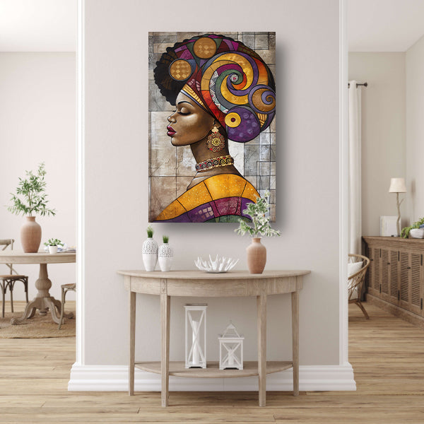 Kleurrijk abstract portret van Afrikaanse vrouw poster