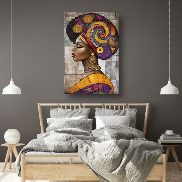 Kleurrijk abstract portret van Afrikaanse vrouw poster