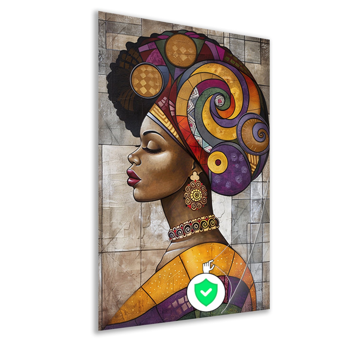 Kleurrijk abstract portret van Afrikaanse vrouw poster