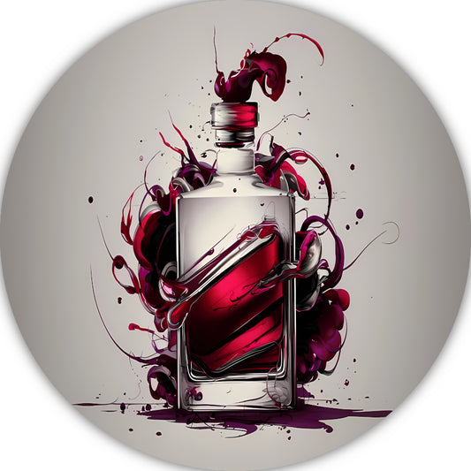 Parfumfles met dynamische kleurexplosie aluminium muurcirkel