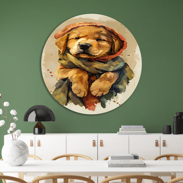 Dromend puppy in winterse sferen forex muurcirkel