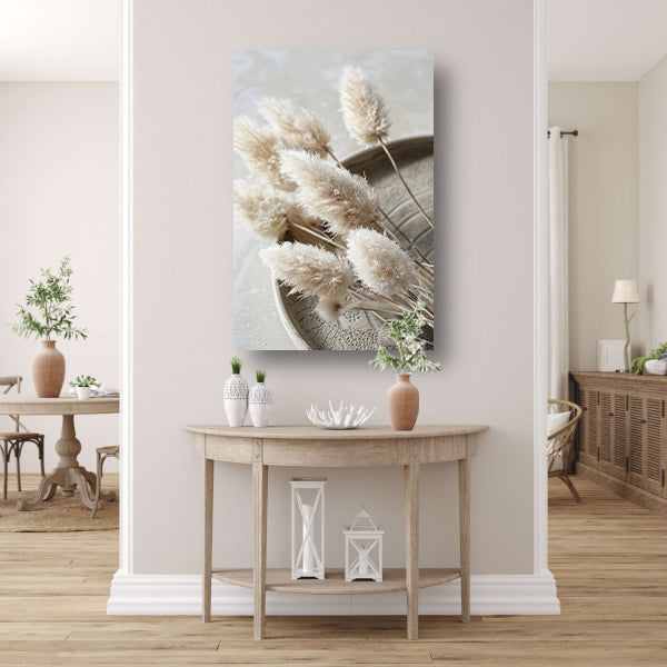 Minimalistische droogbloemen op schaal poster
