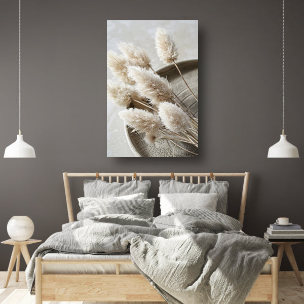 Minimalistische droogbloemen op schaal poster