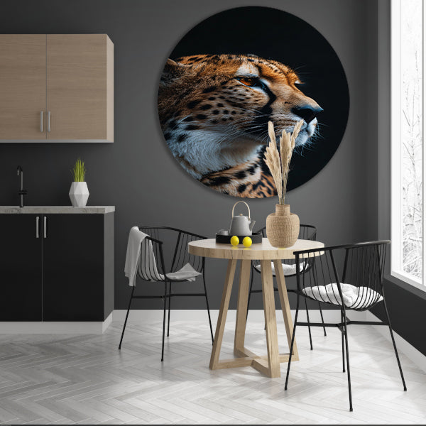 Portret van een jachtluipaard in de schaduw aluminium muurcirkel