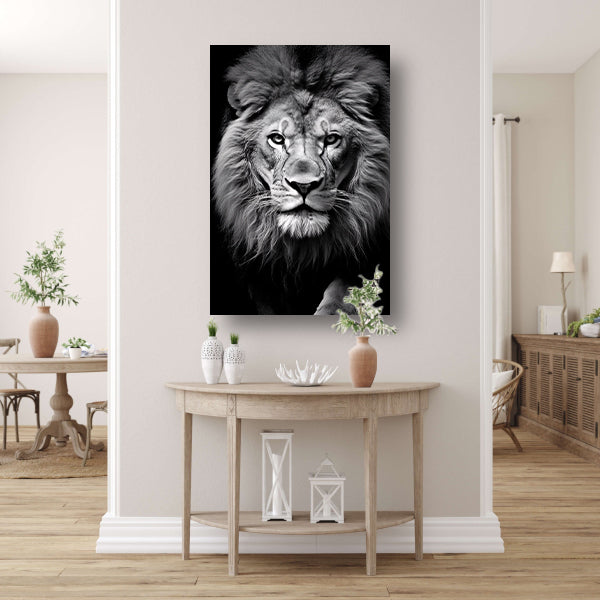 Zwart-wit portret van een leeuw canvas
