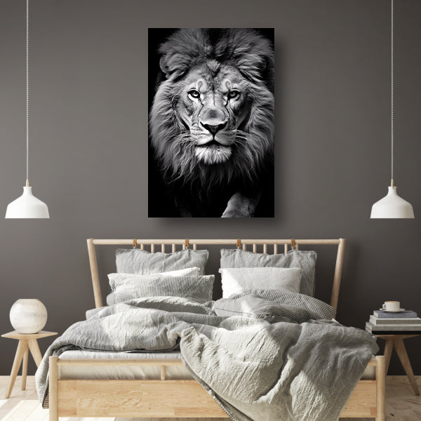 Zwart-wit portret van een leeuw canvas