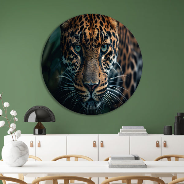 Majestueuze jaguar met intense blik forex muurcirkel