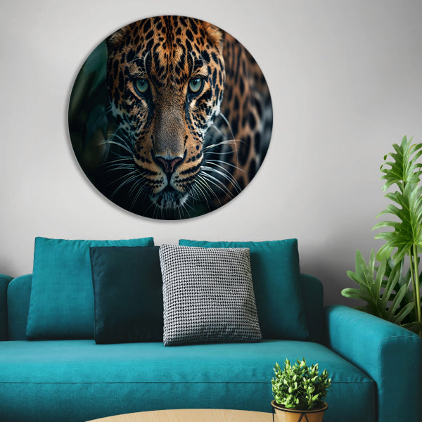 Majestueuze jaguar met intense blik forex muurcirkel