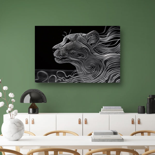 Abstracte lijntekening van een cheeta canvas