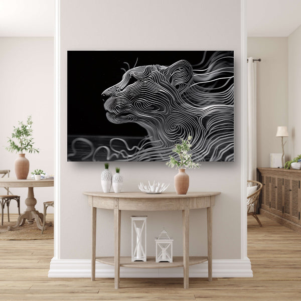 Abstracte lijntekening van een cheeta acrylglas