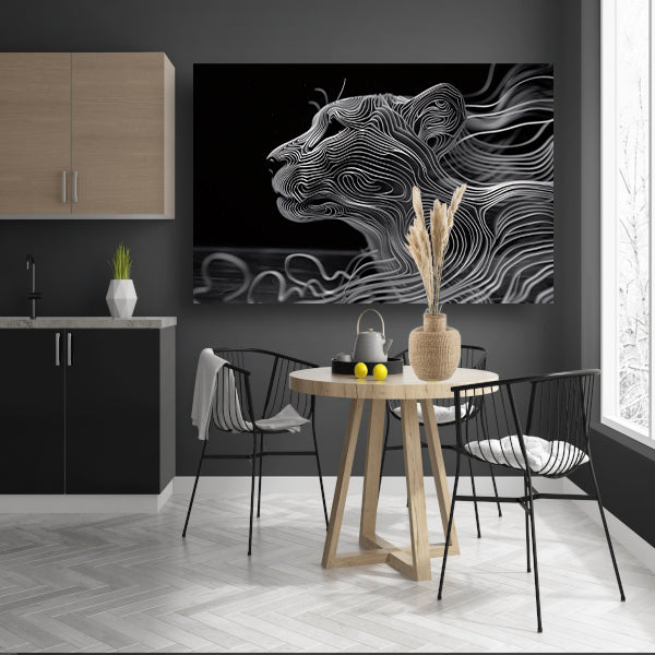 Abstracte lijntekening van een cheeta canvas