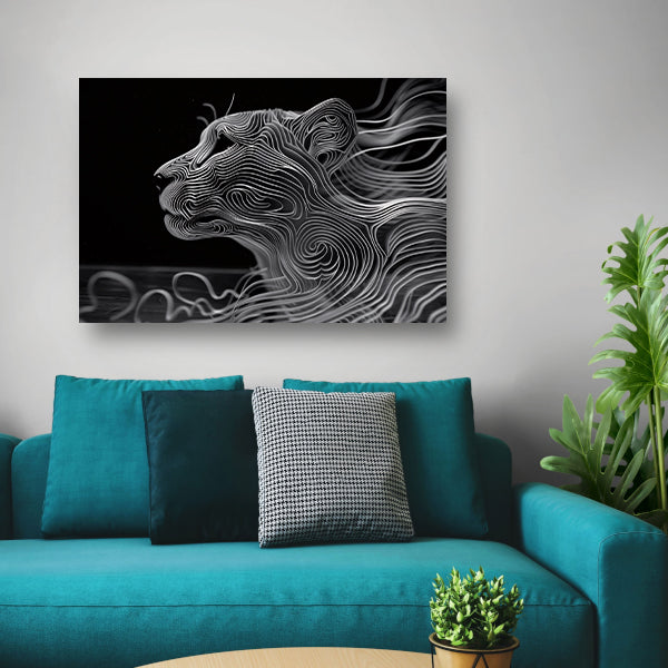 Abstracte lijntekening van een cheeta canvas
