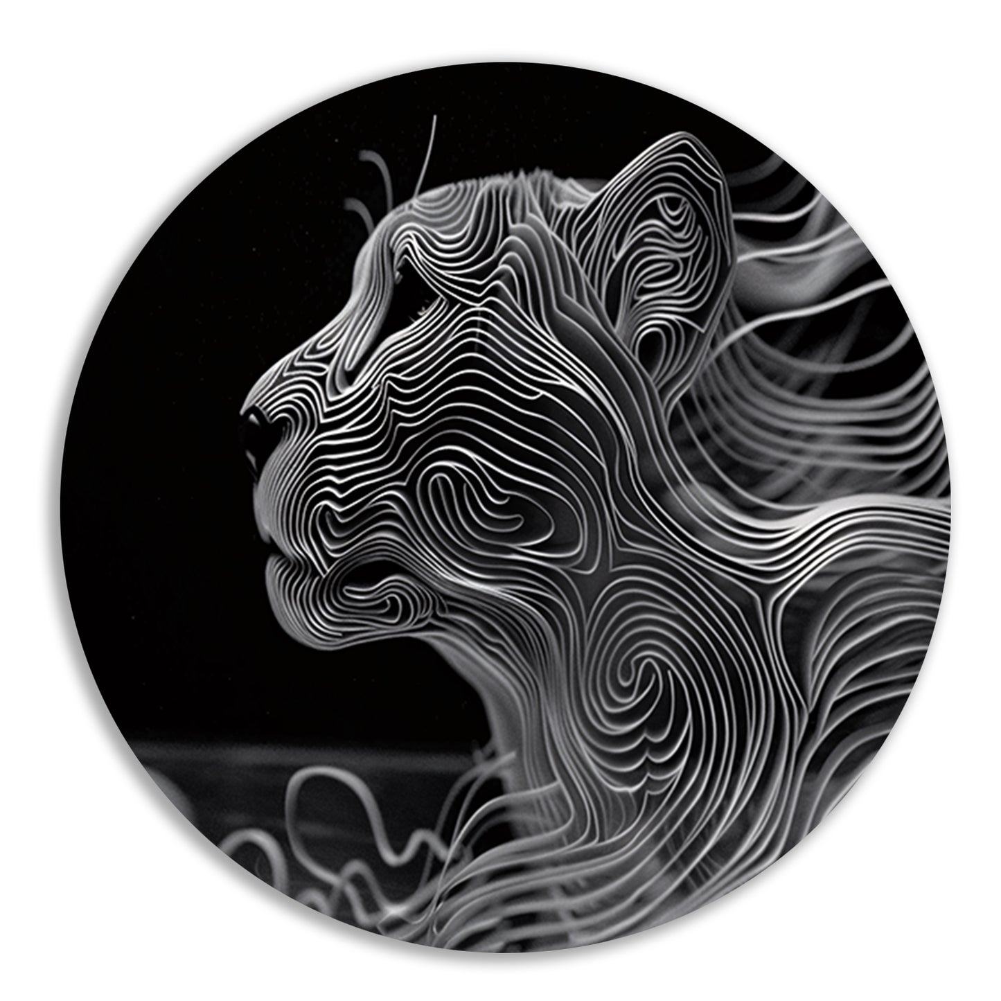 Abstracte lijntekening van een cheeta aluminium muurcirkel