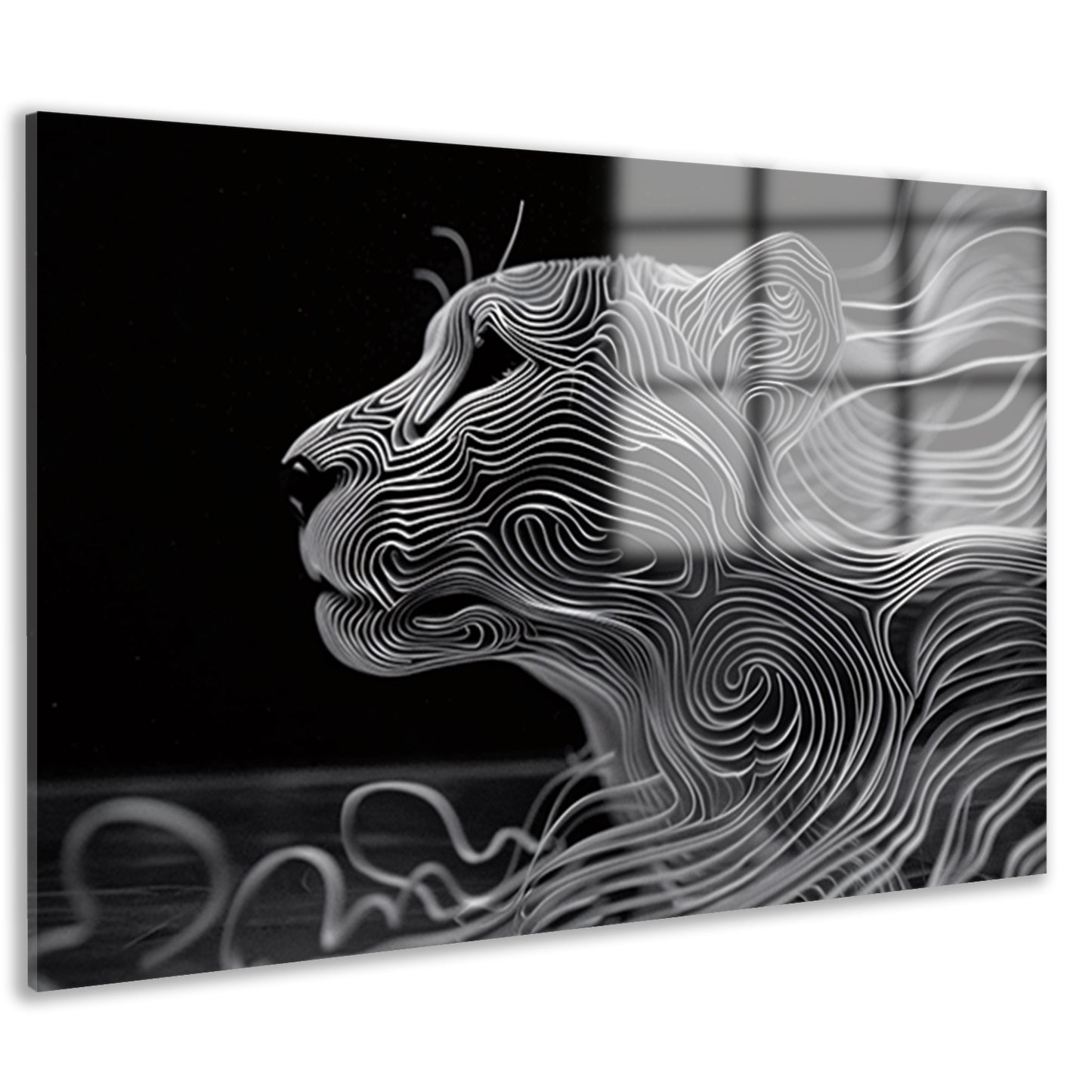 Abstracte lijntekening van een cheeta acrylglas